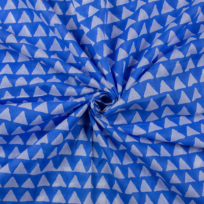 Sky Blue Ikat Print Pure Cotton Fabric