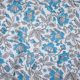 Sky Blue Floral Pure Cotton Fabric