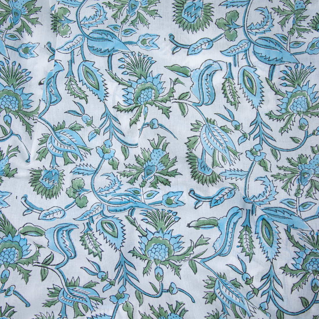 Latest Sky Blue Floral Printed Cotton Fabric