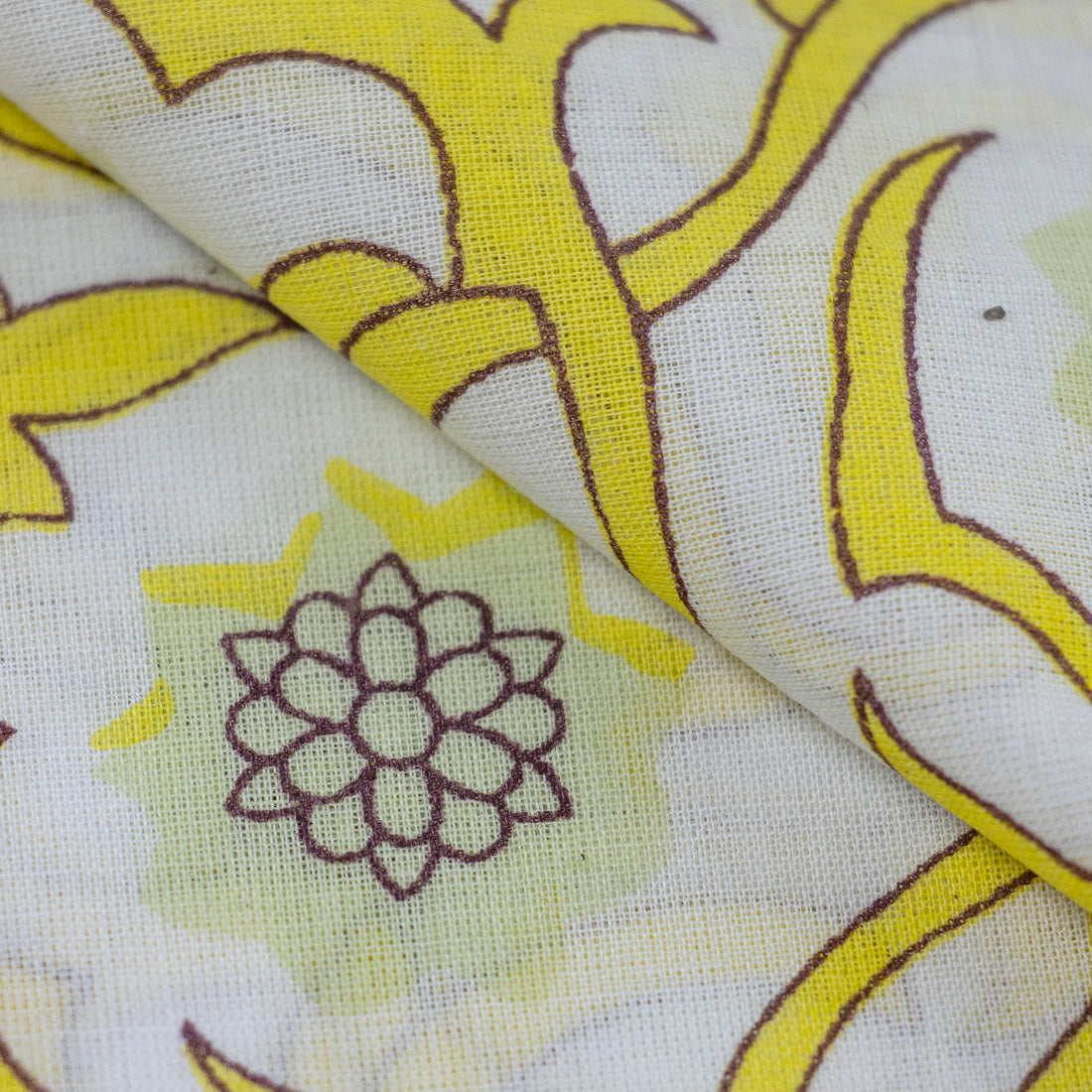Yellow Jaipur Block Print Fabric