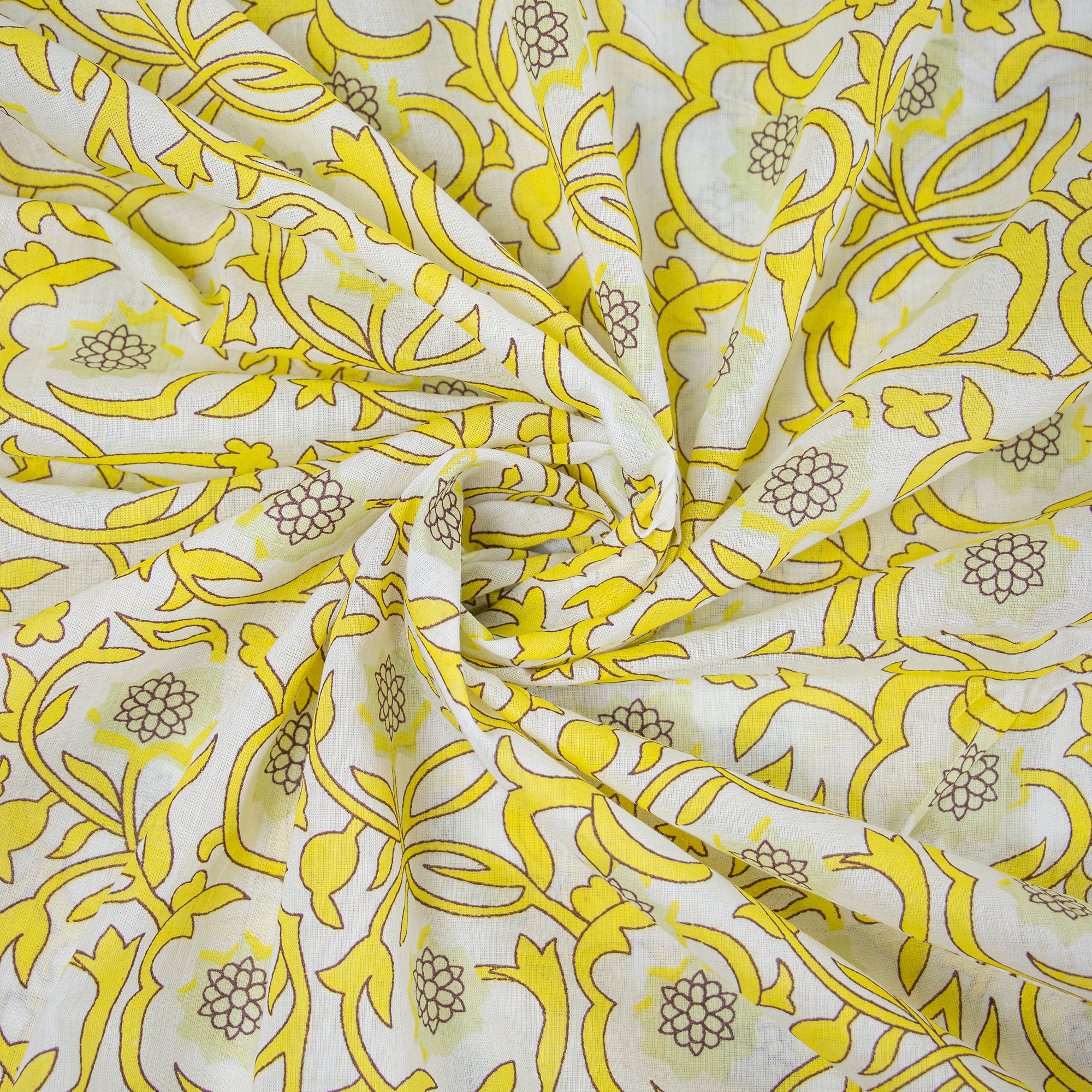 Yellow Jaipur Block Print Fabric