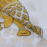 Yellow Elephant Hand Block Jaipur Cotton Fabric