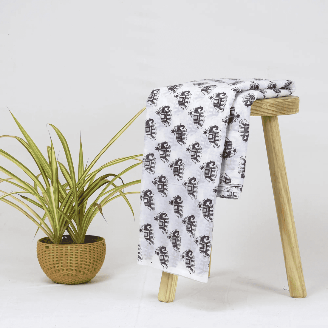 Handmade Elephant Print Pure Cotton Fabric