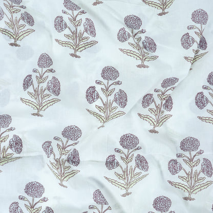 Trendy Flower Plant Jaipur Block Print Fabric Online