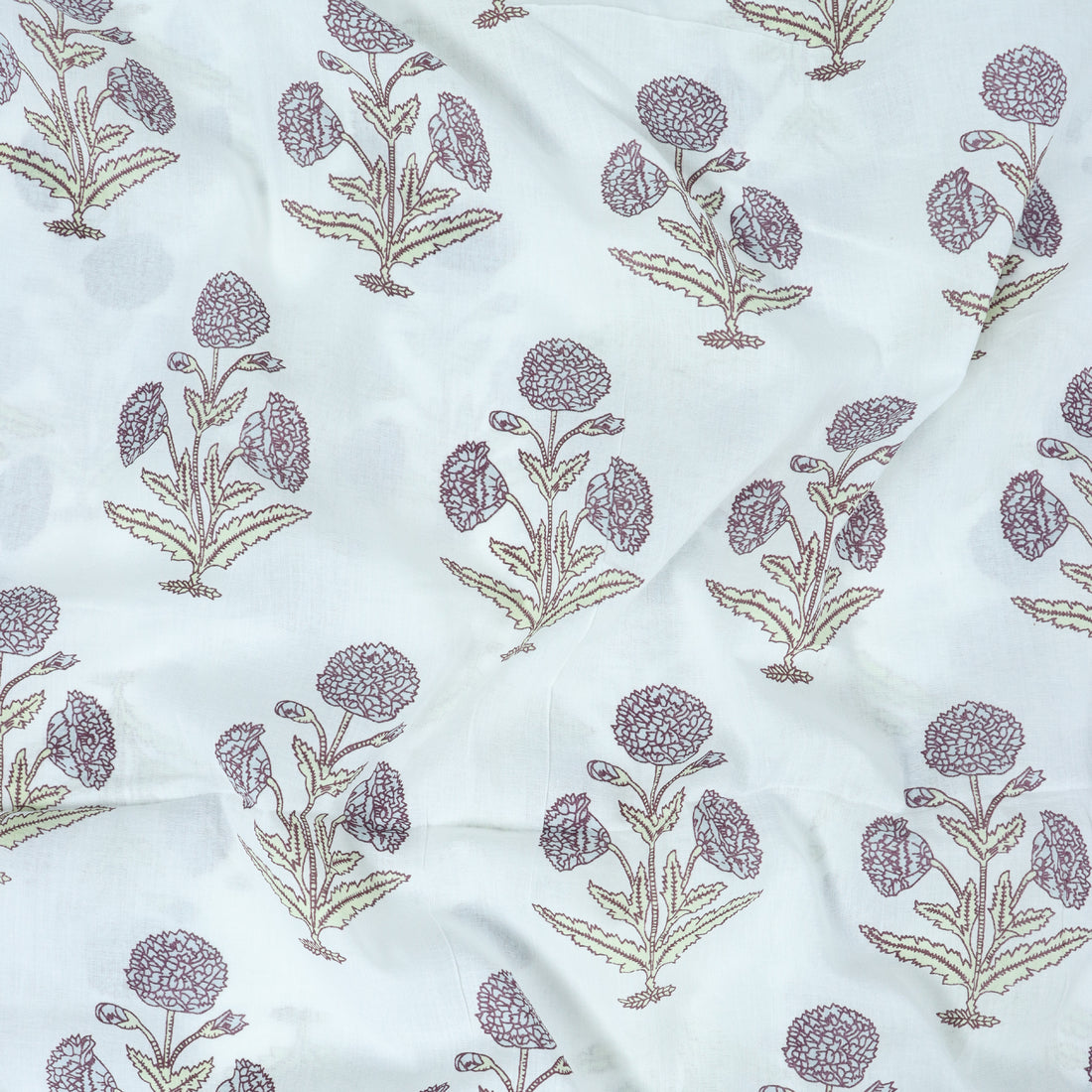 Trendy Flower Plant Jaipur Block Print Fabric Online