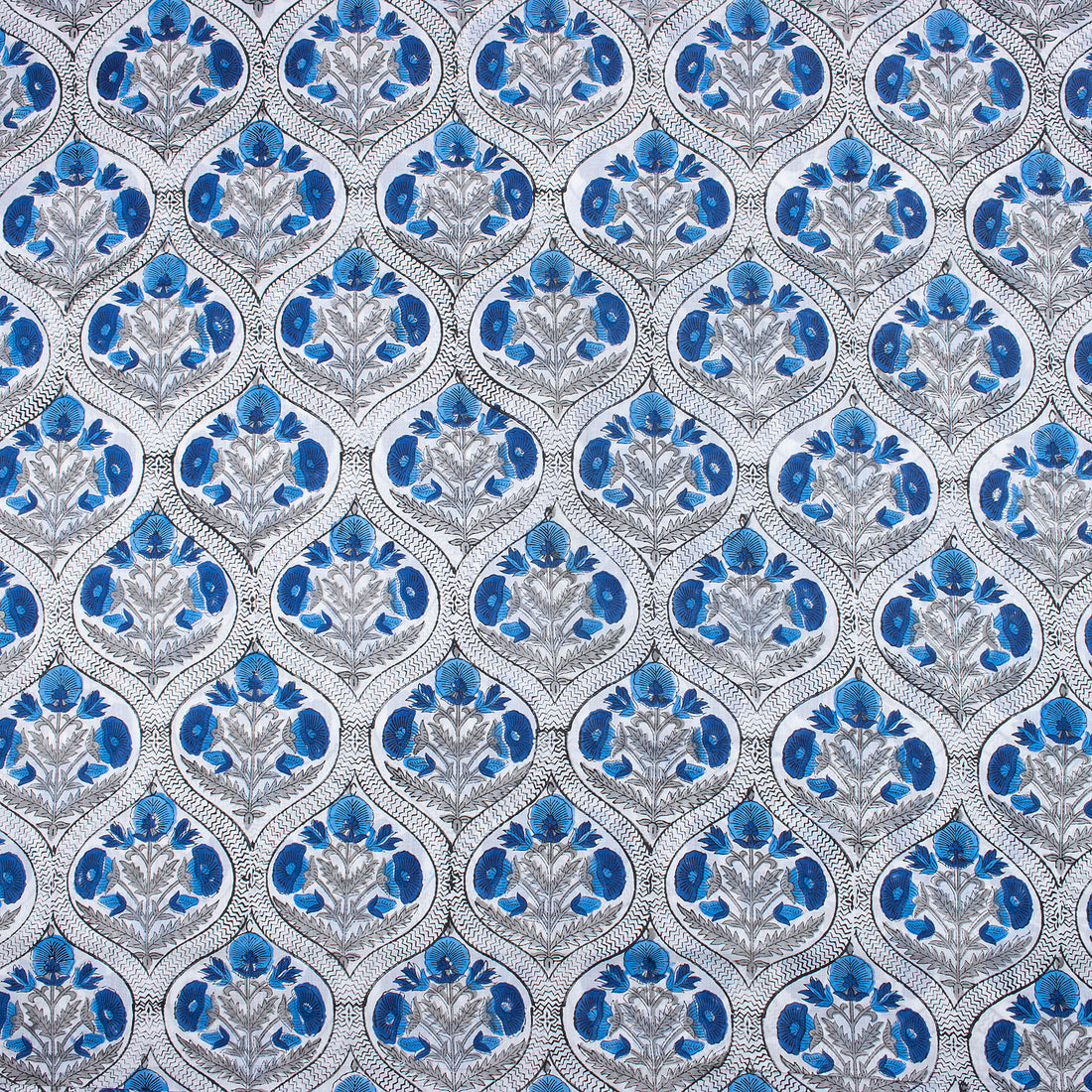 Blue Flower Plant Printed Cotton Material