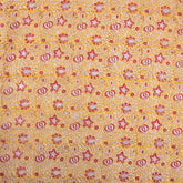 Dress Fabric - Orange Floral Hand Block Printed Fabric