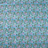 Light Weighted Blue Floral Hand Block Printed Fabric Online