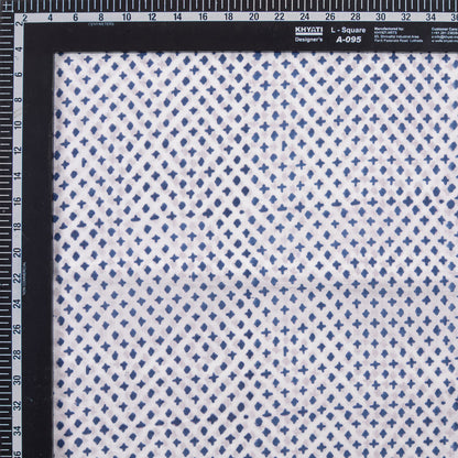 Blue Abstract Hand Block Printed Fabric for Kurti Fabric
