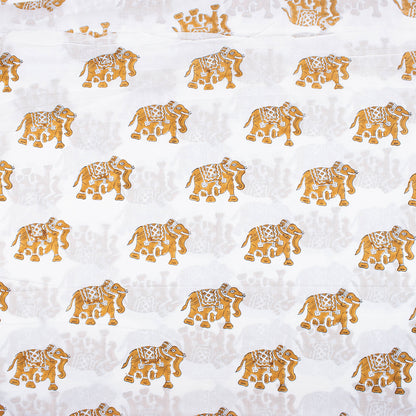 Hand Block Elephant Print Jaipur Cotton Fabric