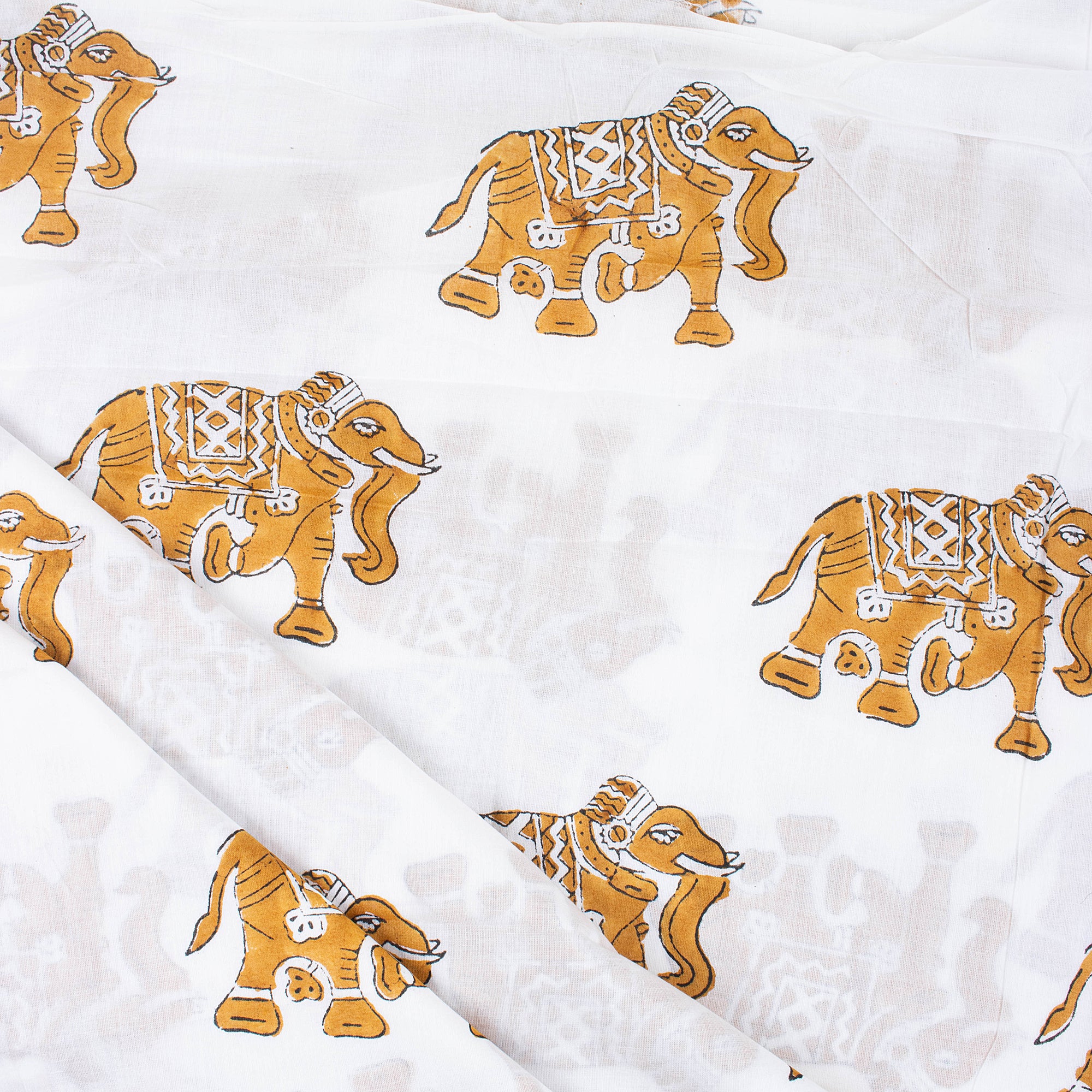 Hand Block Elephant Print Jaipur Cotton Fabric