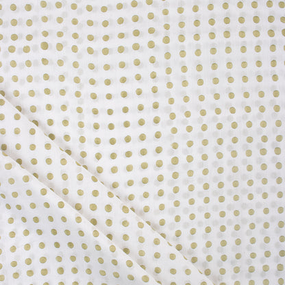 Green Hand Block Printed Polka Dots Fabric Online