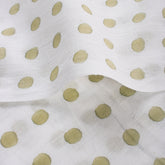 Green Hand Block Printed Polka Dots Fabric Online