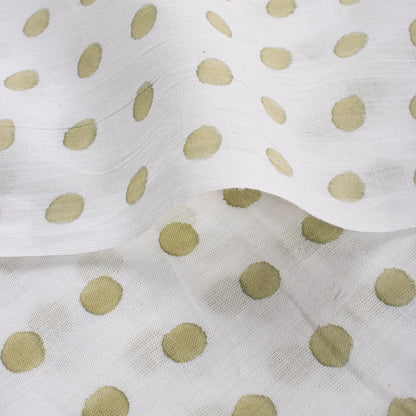 Green Hand Block Printed Polka Dots Fabric Online