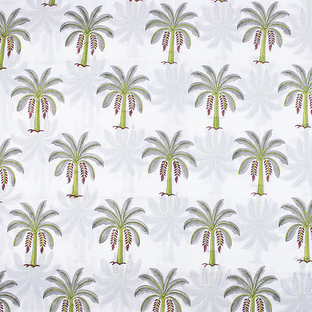 Organic Cotton Fabric Palm Tree Hand Dyed Natural Print