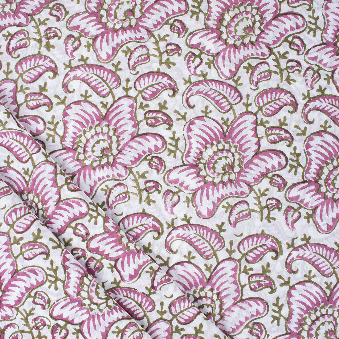 Pink Floral Print Cotton Fabric