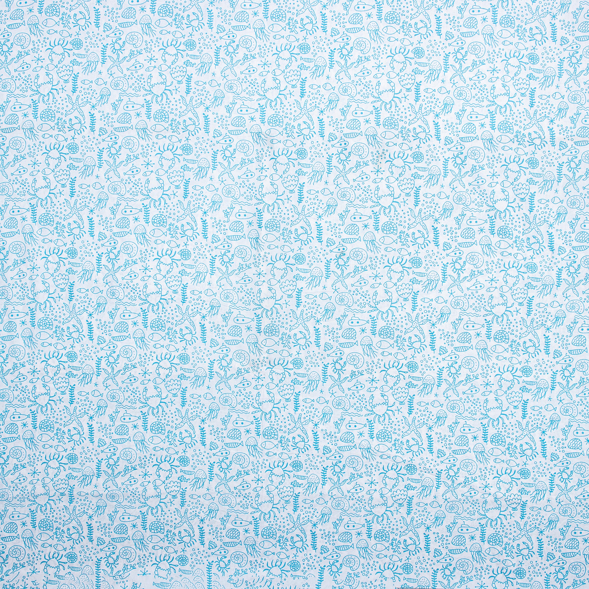 Fish Hand Block Print Fabric for Dress Material