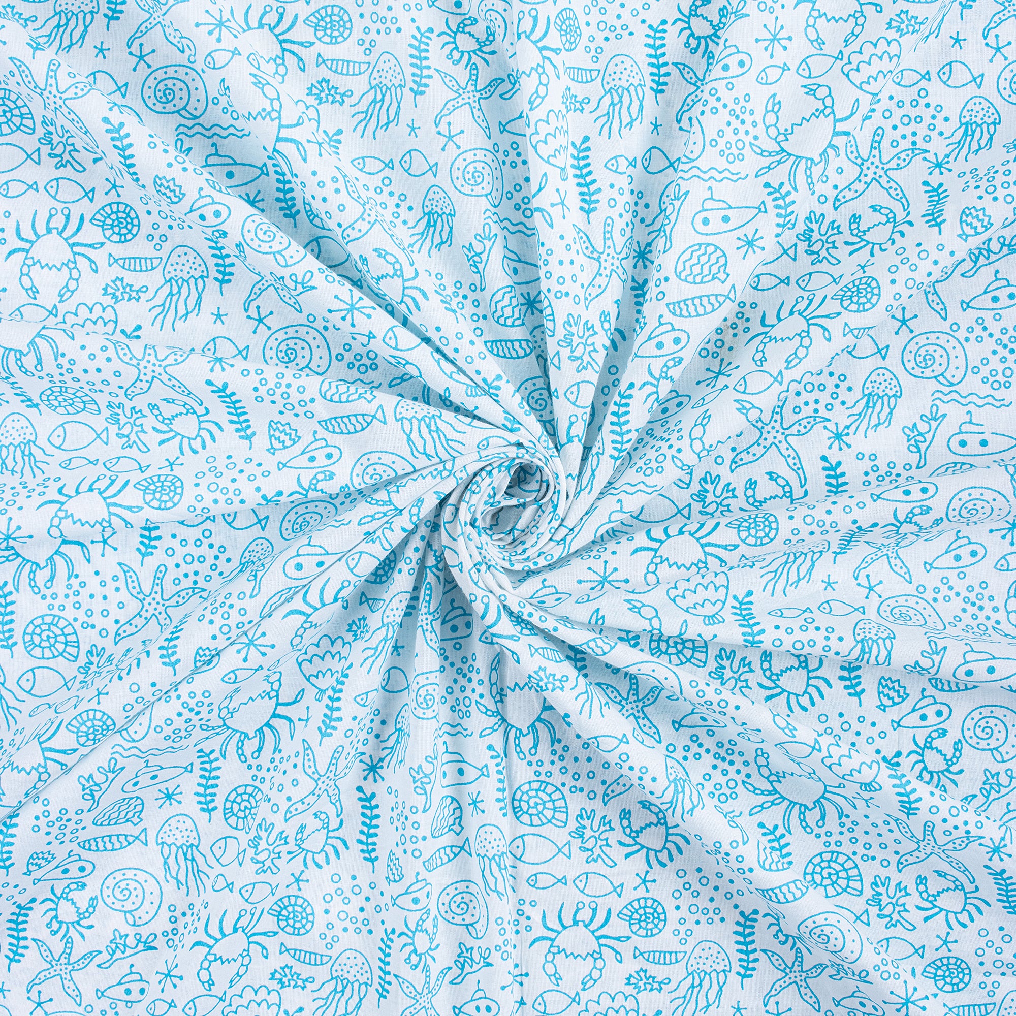 Fish Hand Block Print Fabric for Dress Material