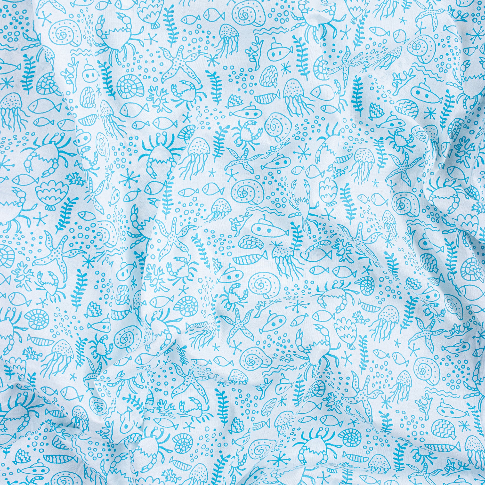 Fish Hand Block Print Fabric for Dress Material
