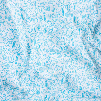 Fish Hand Block Print Fabric for Dress Material