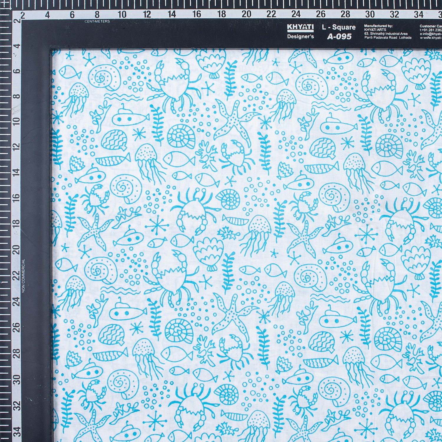 Fish Hand Block Print Fabric for Dress Material