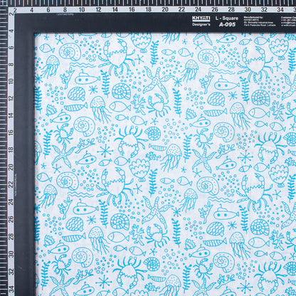 Fish Hand Block Print Fabric for Dress Material