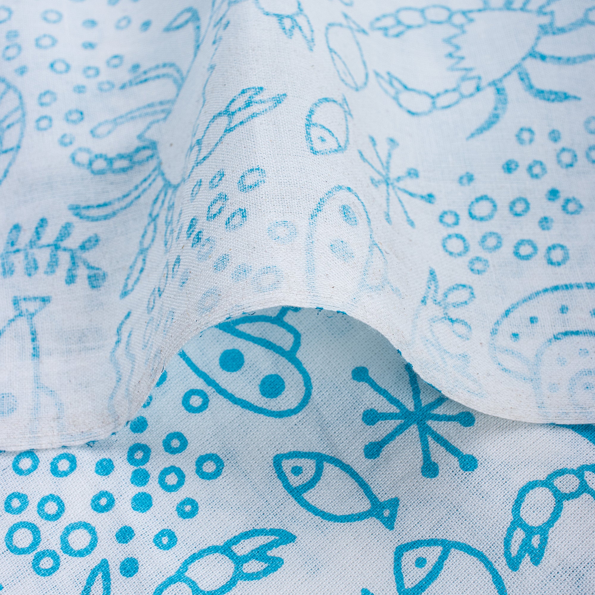 Fish Hand Block Print Fabric for Dress Material