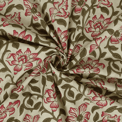Block Print Fabric Floral Print Cotton Fabric