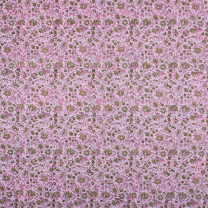 Pink Floral Premium Hand Block Printed Cotton Fabric