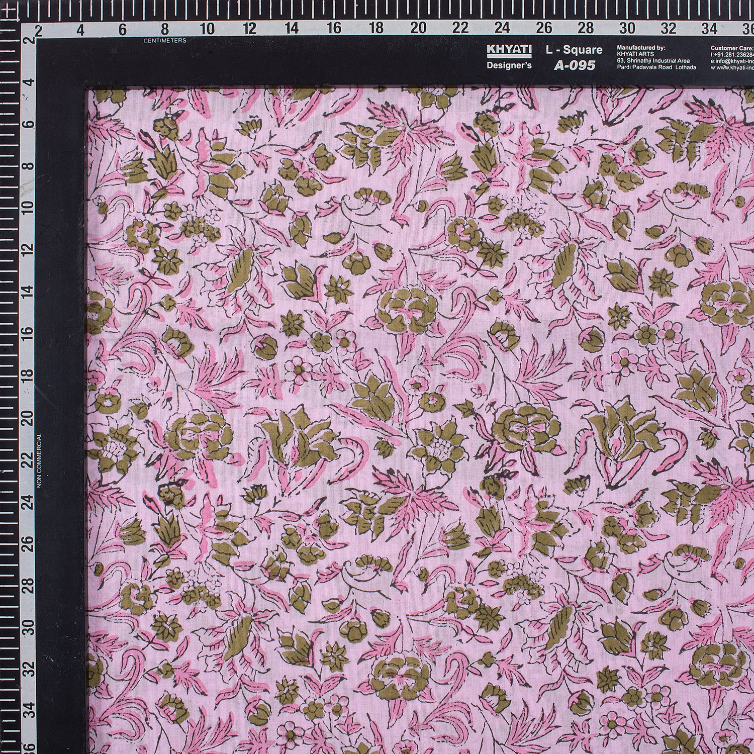 Pink Floral Premium Hand Block Printed Cotton Fabric