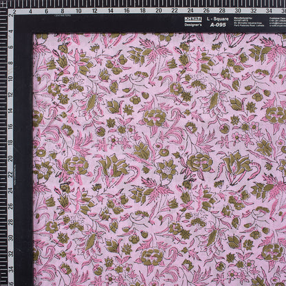 Pink Floral Premium Hand Block Printed Cotton Fabric