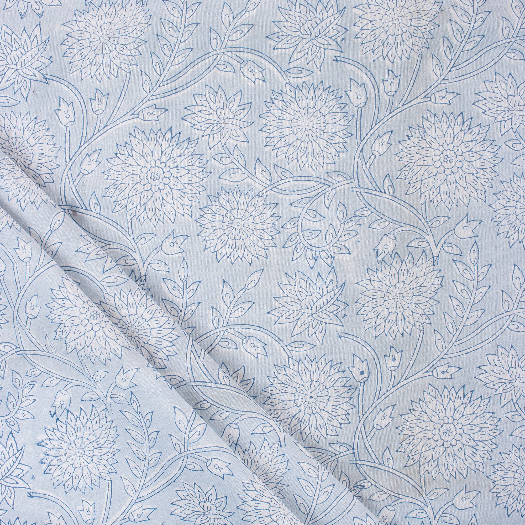 Hand Block Printed Floral Cotton Textile Fabric