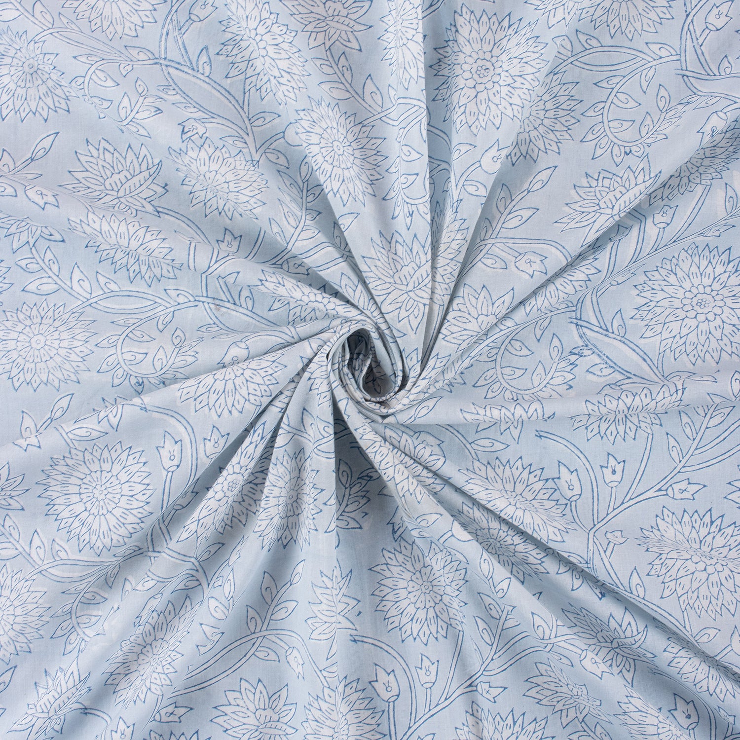 Hand Block Printed Floral Cotton Textile Fabric