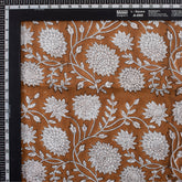 Handmade Brown Floral Cotton Dress Fabric by Yard