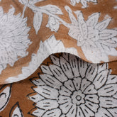 Handmade Brown Floral Cotton Dress Fabric by Yard