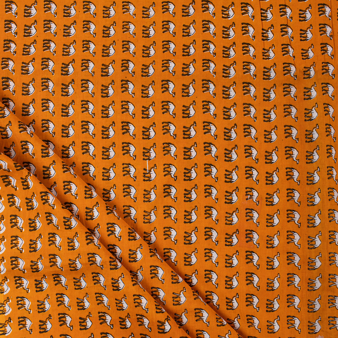 Soft Orange Handmade Camel Print Indian Fabric
