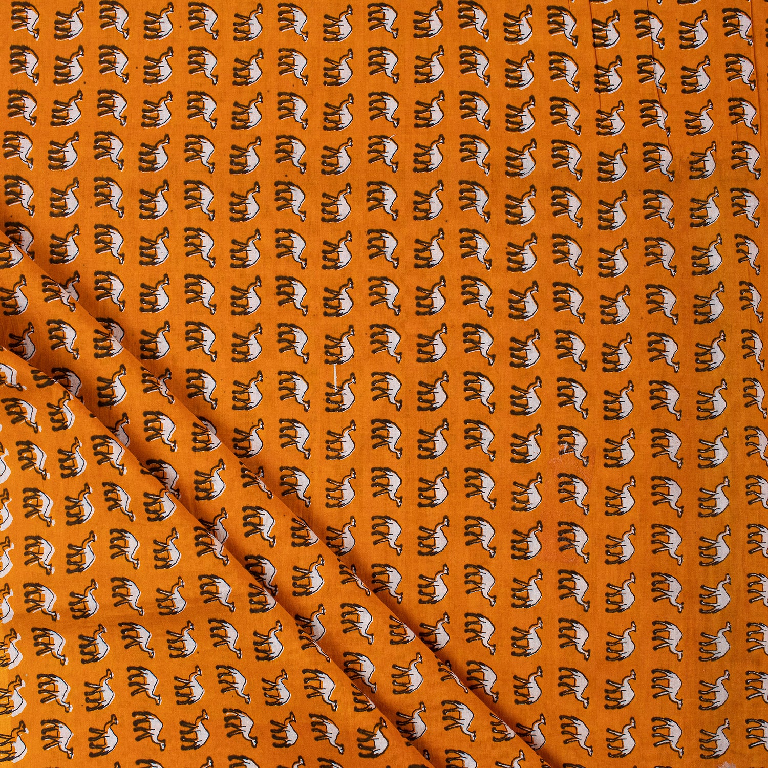 Soft Orange Handmade Camel Print Indian Fabric