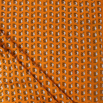Soft Orange Handmade Camel Print Indian Fabric