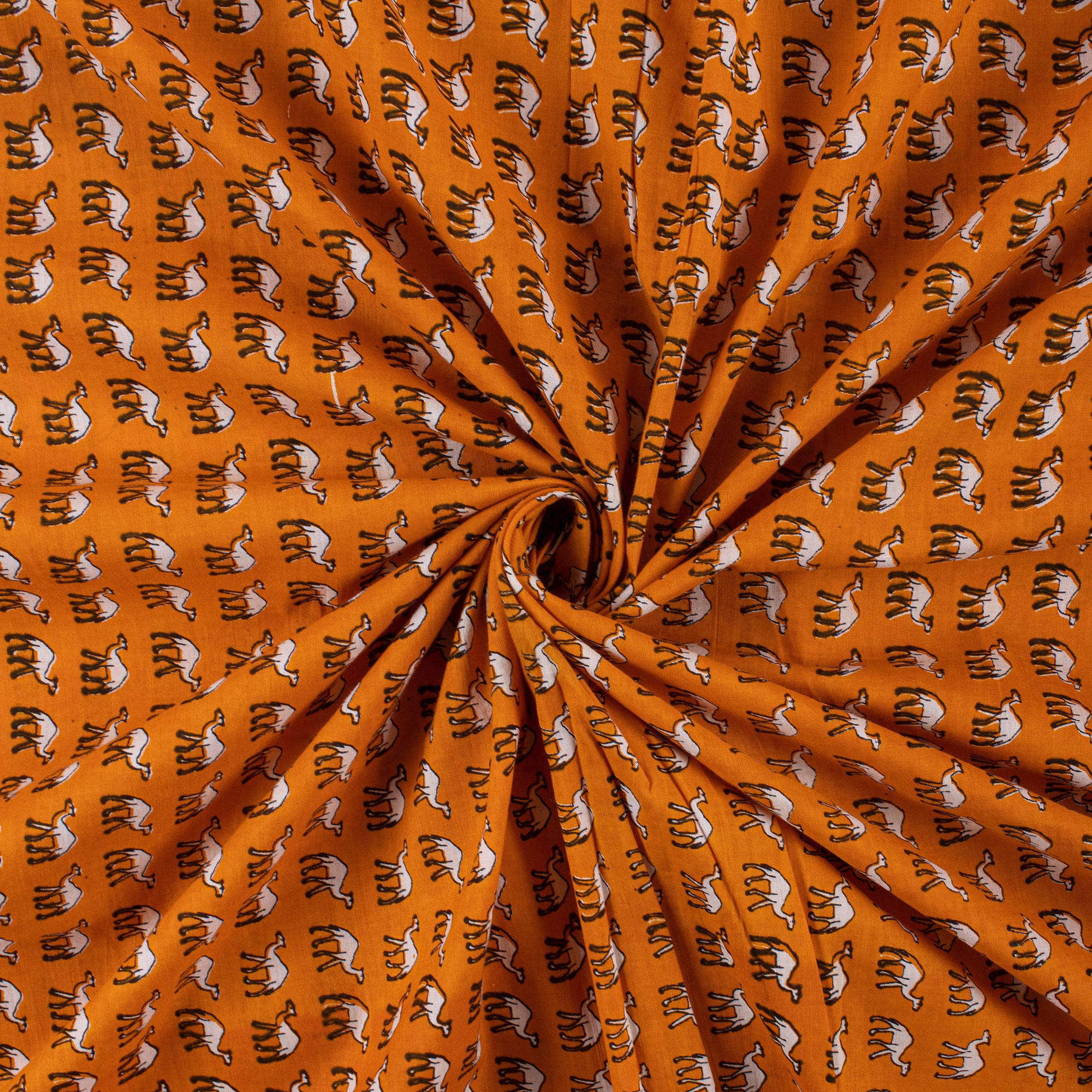 Soft Orange Handmade Camel Print Indian Fabric