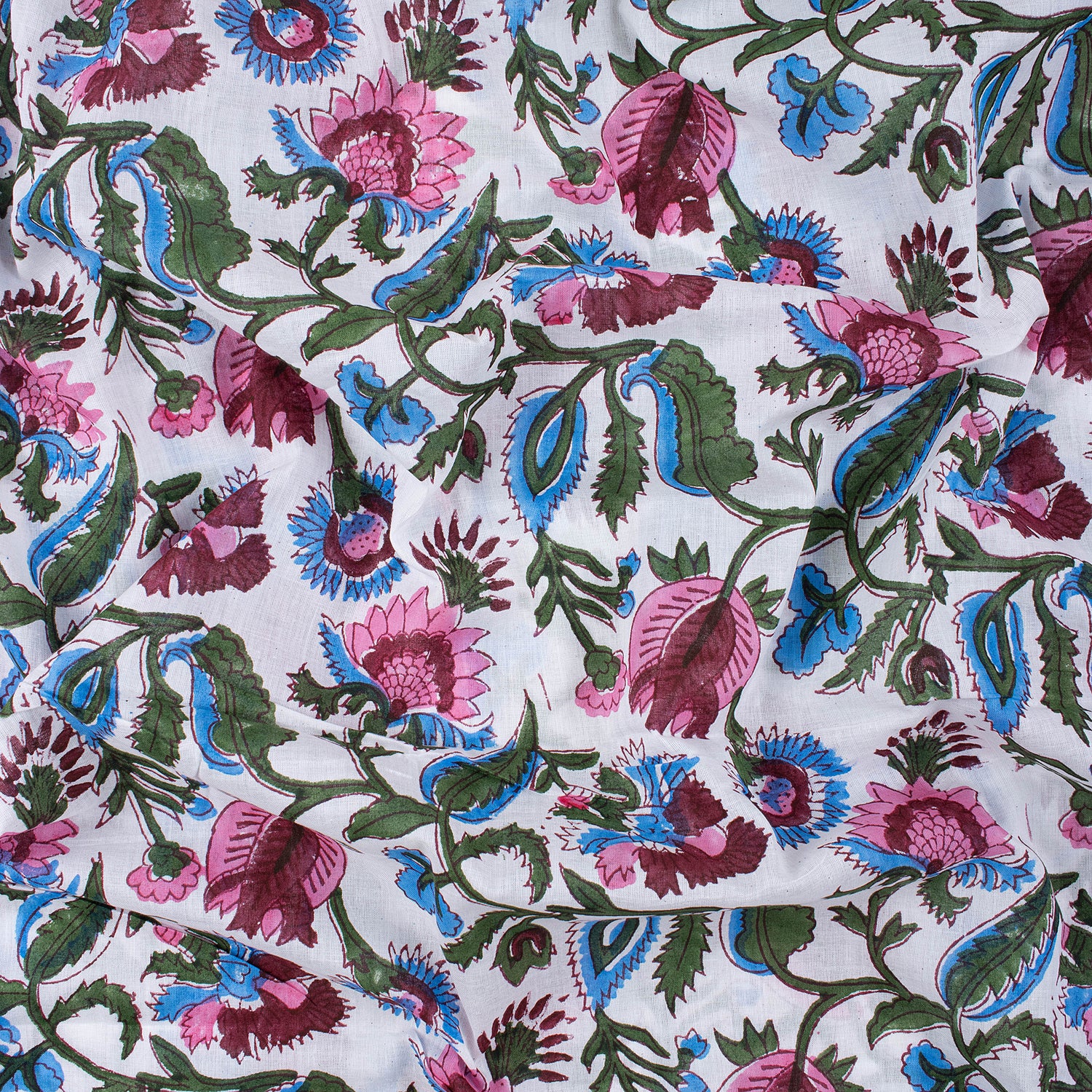 Multicolor Floral Jaipur Block Print Fabric