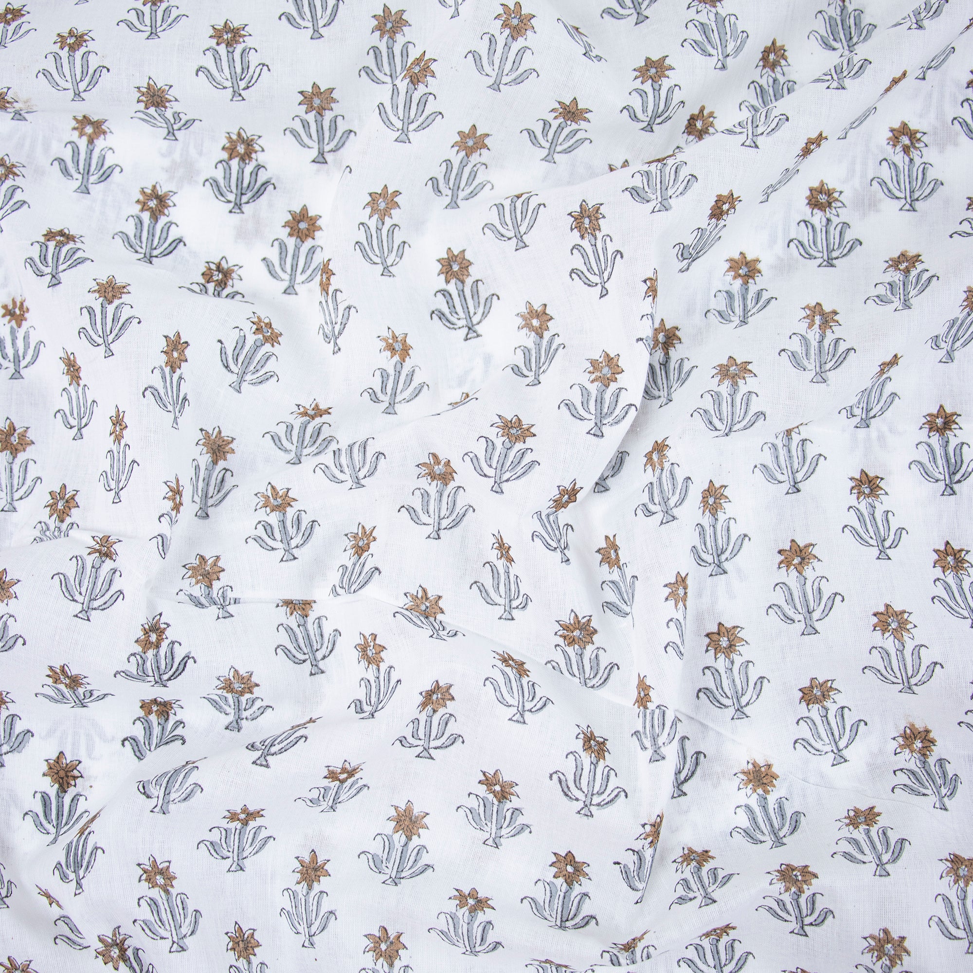 Handmade Brown Floral Print Best Cotton Fabric in India
