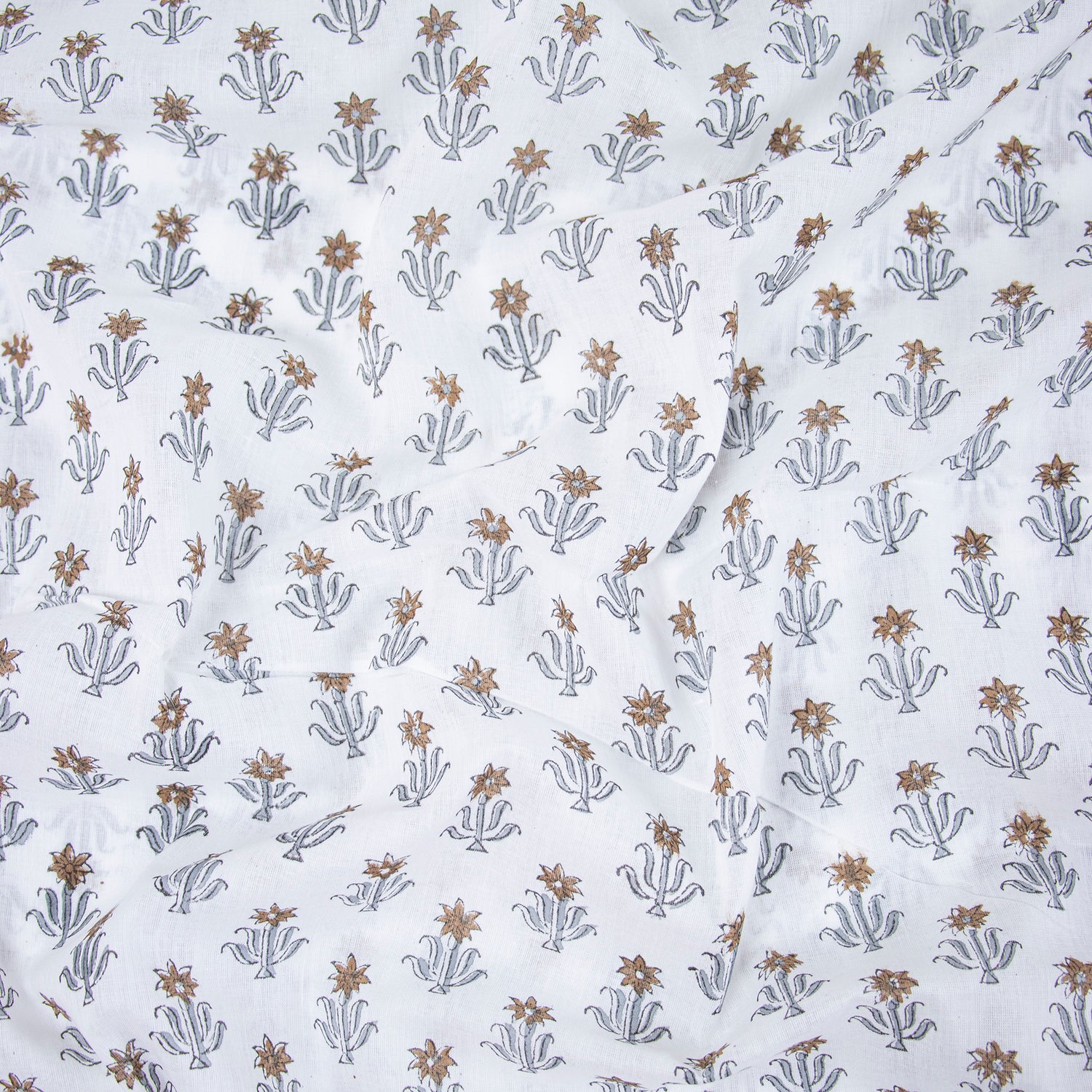 Handmade Brown Floral Print Best Cotton Fabric in India