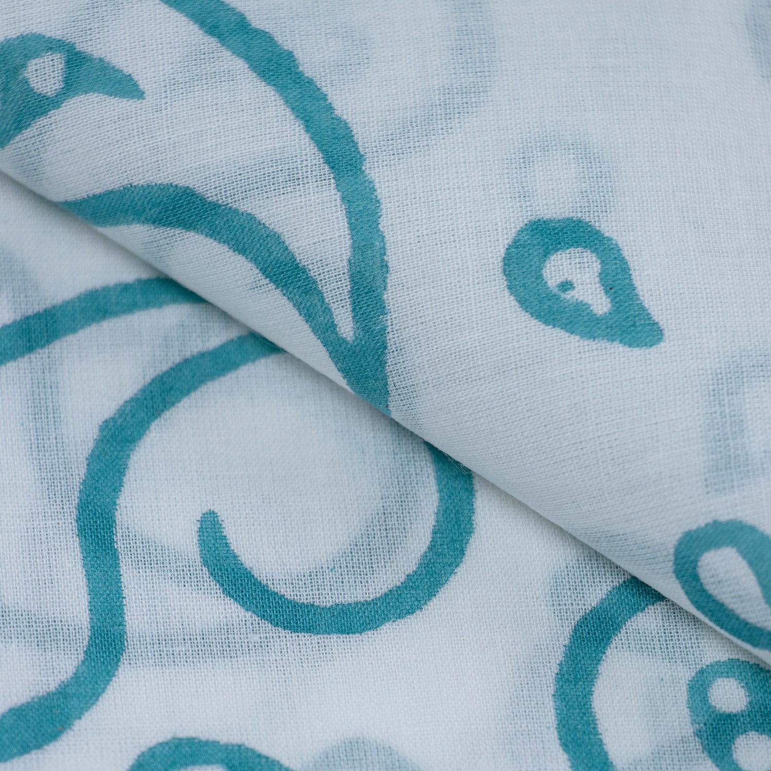 Sky Blue Pure Cotton Fabric Hand Block Printing Jaipur