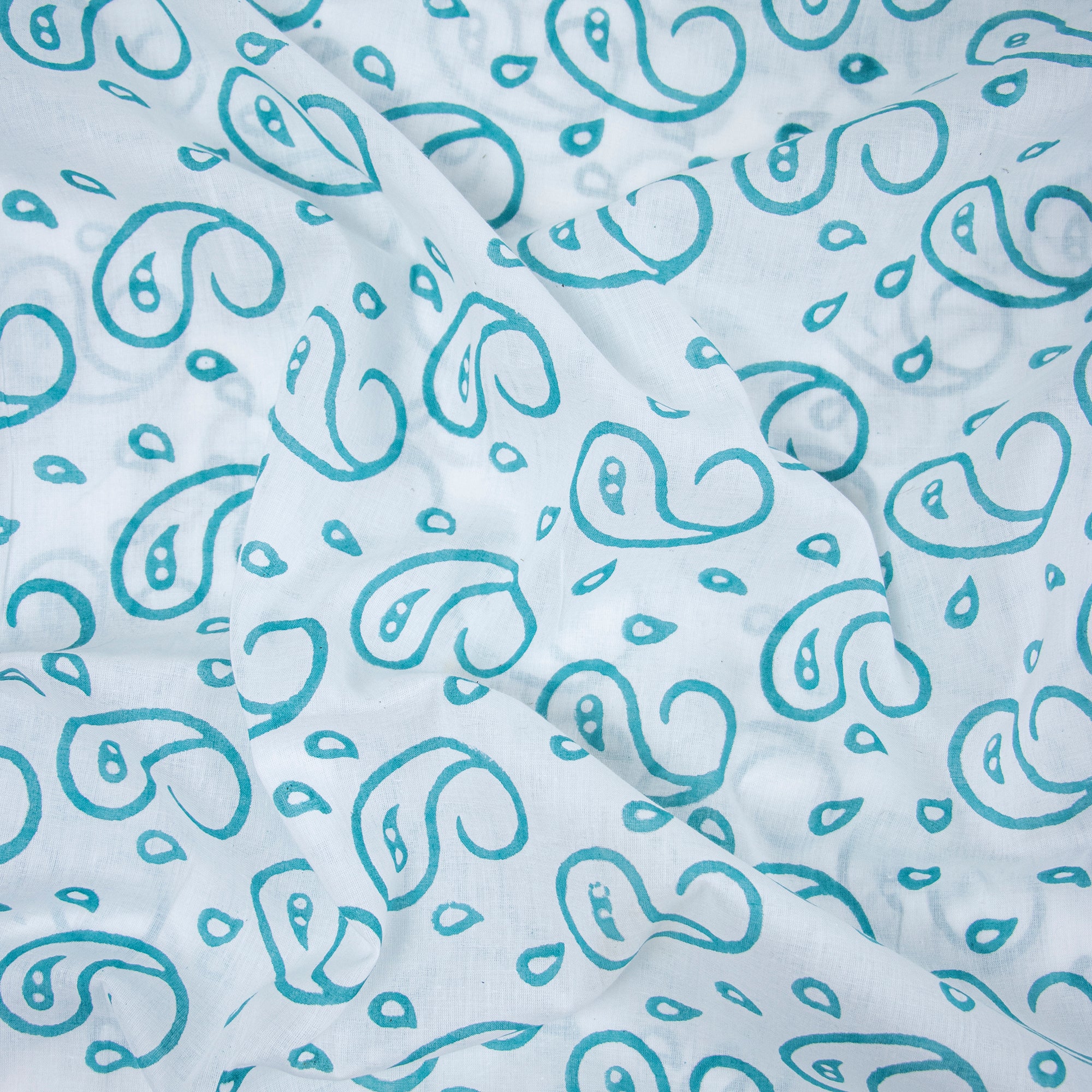 Sky Blue Pure Cotton Fabric Hand Block Printing Jaipur