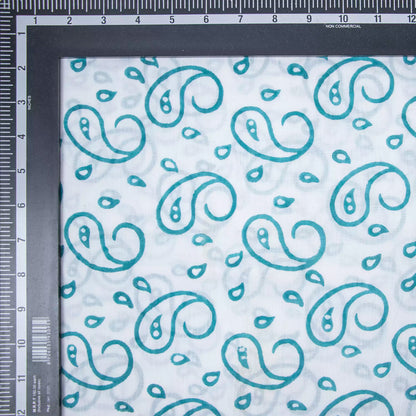 Blue Paisley Hand Block Printed Cotton Fabric