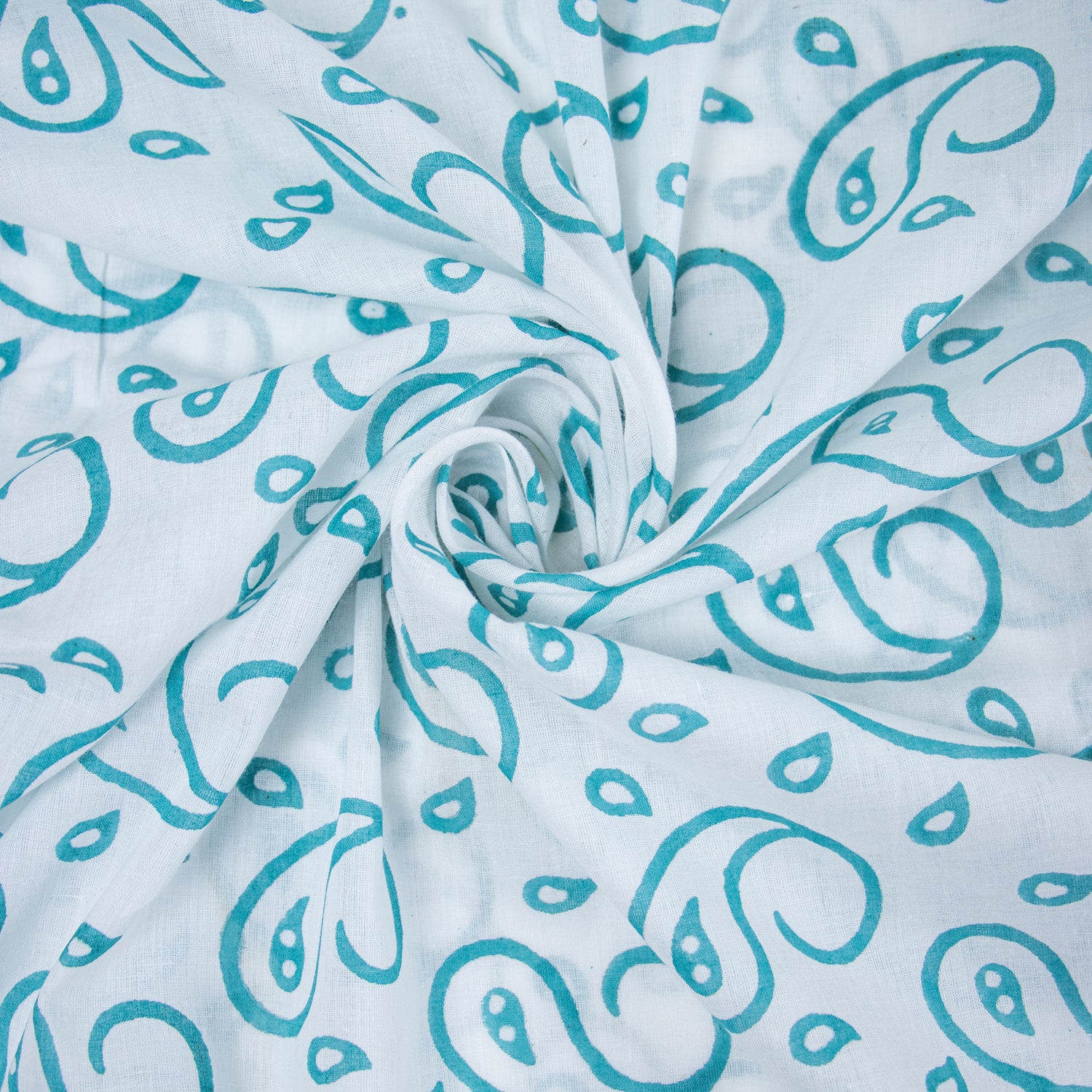 Sky Blue Pure Cotton Fabric Hand Block Printing Jaipur