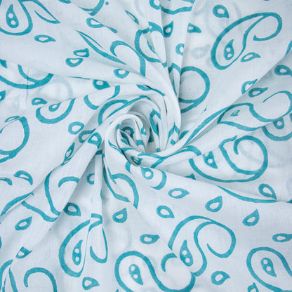 Sky Blue Pure Cotton Fabric Hand Block Printing Jaipur