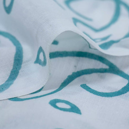 Blue Paisley Hand Block Printed Cotton Fabric