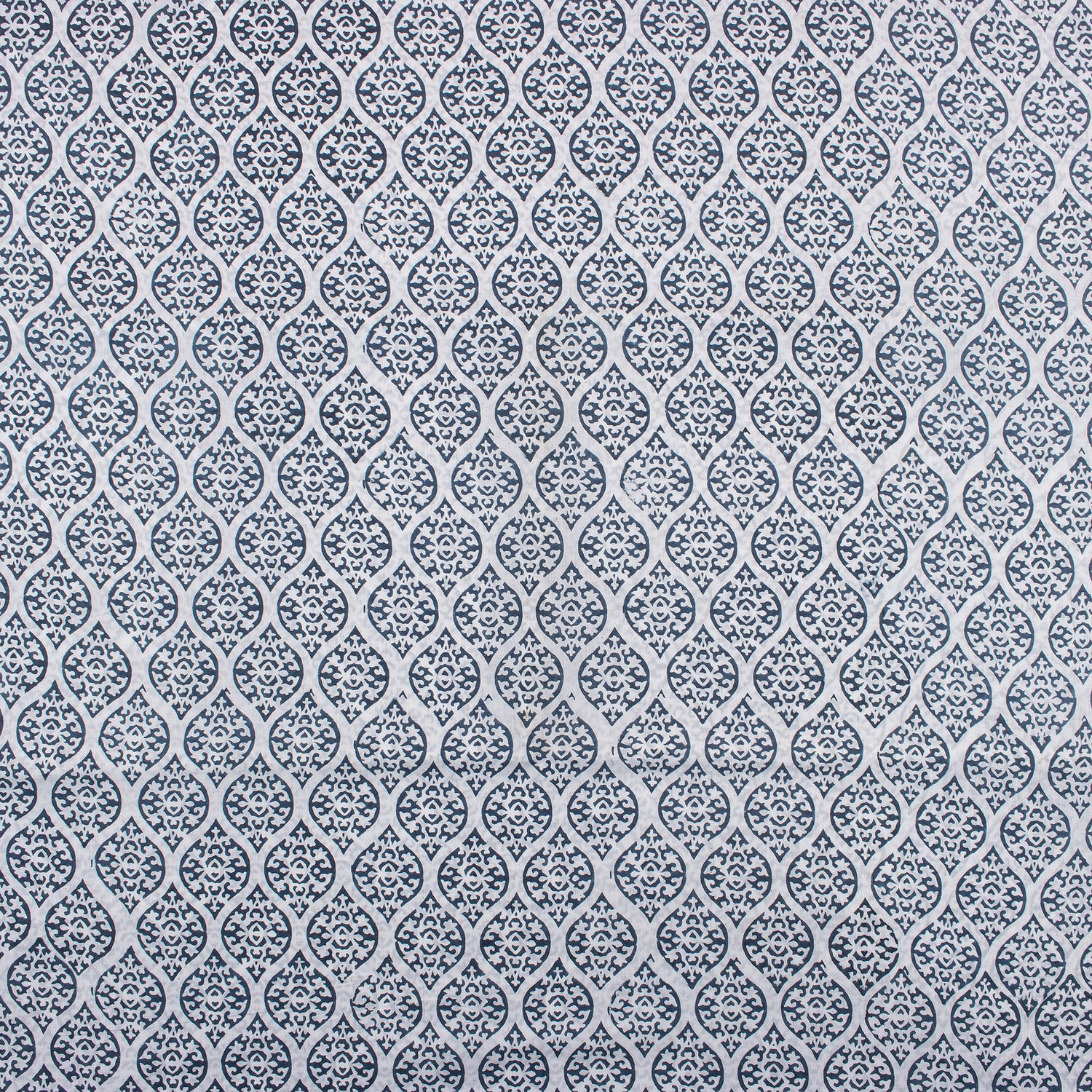 Online Hand Block Printed Blue Leaf Cotton Fabric