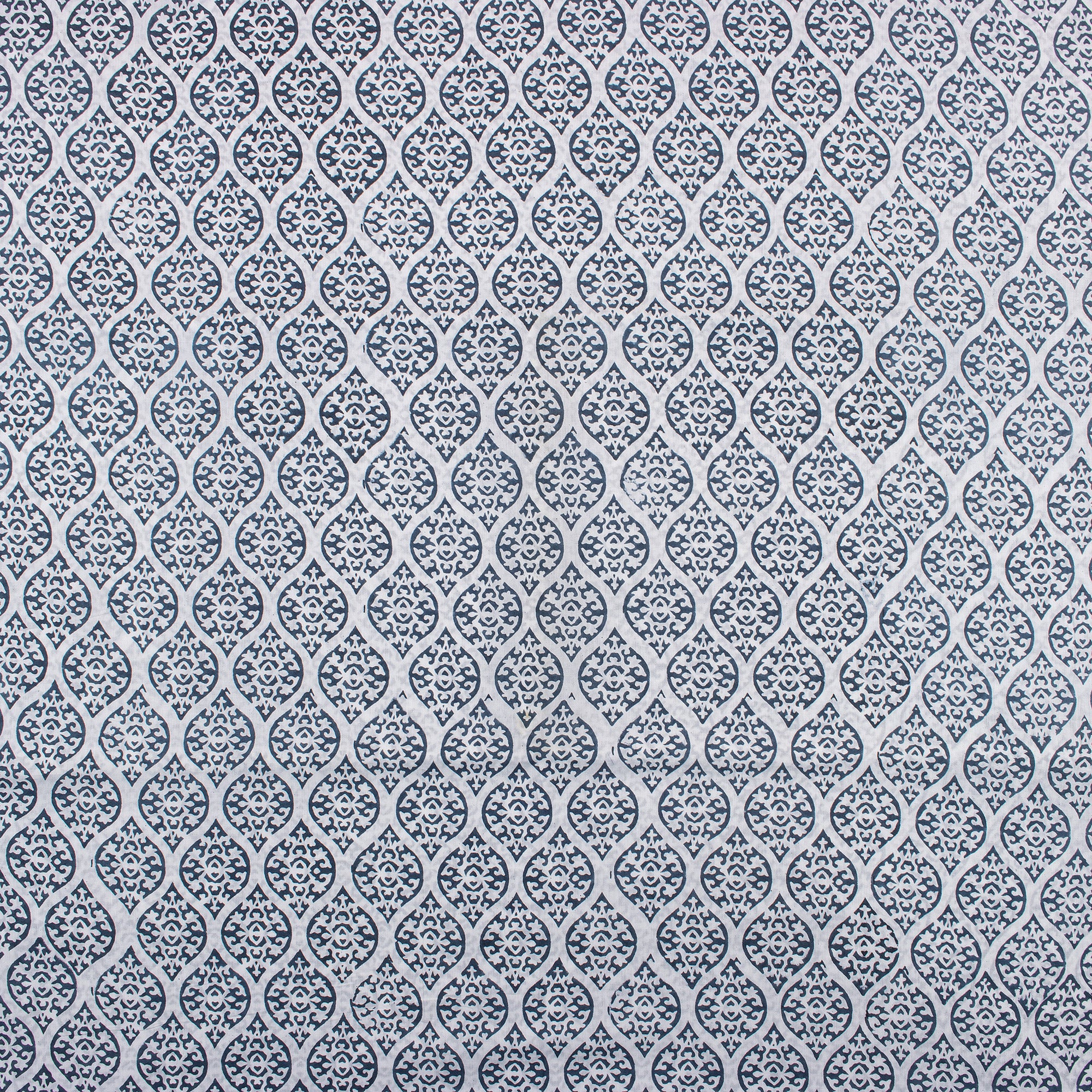 Online Hand Block Printed Blue Leaf Cotton Fabric